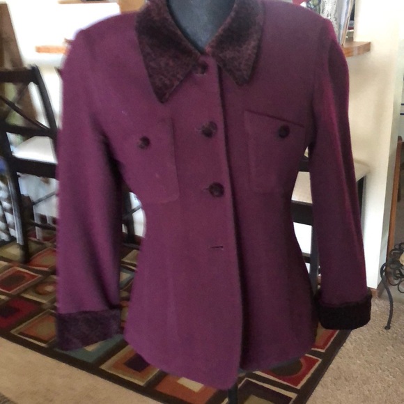 Kasper Jackets & Blazers - Jasper A.S.L. Petite Plum Purple Wool Suit Jacket